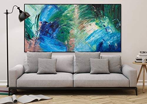 KunstLoft® XXL Gemälde Pfauenauge 200x100cm | original handgemalte Bilder | Abstrakt Blau Grün | Leinwand-Bild Acrylgemälde einteilig groß | Modernes Kunst Acrylbild