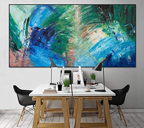 KunstLoft® XXL Gemälde Pfauenauge 200x100cm | original handgemalte Bilder | Abstrakt Blau Grün | Leinwand-Bild Acrylgemälde einteilig groß | Modernes Kunst Acrylbild