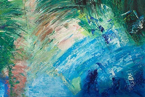 KunstLoft® XXL Gemälde Pfauenauge 200x100cm | original handgemalte Bilder | Abstrakt Blau Grün | Leinwand-Bild Acrylgemälde einteilig groß | Modernes Kunst Acrylbild