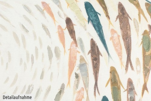 KunstLoft® Acryl Gemälde Tornado der Fische 80x80cm | original handgemalte Leinwand Bilder XXL | Fische Strudel Meer Tiere Bunt | Wandbild Acrylbild moderne Kunst einteilig mit Rahmen