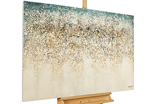 KunstLoft Acrylfarbe Gemälde 'Wegbereiter' 120x80cm | Original handgemalte Leinwand Bilder XXL | Abstrakt Blau Beige | Wandbild Acrylfarbebild Moderne Kunst Einteilig mit Rahmen