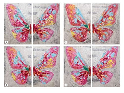 KunstLoft® Acryl Gemälde Zarte Schönheit 120x90cm | original handgemalte Leinwand Bilder XXL | Modern Schmetterling Grau Pink | Wandbild Acrylbild Moderne Kunst einteilig mit Rahmen