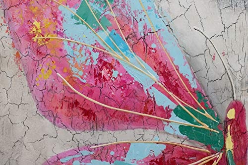 KunstLoft® Acryl Gemälde Zarte Schönheit 120x90cm | original handgemalte Leinwand Bilder XXL | Modern Schmetterling Grau Pink | Wandbild Acrylbild Moderne Kunst einteilig mit Rahmen