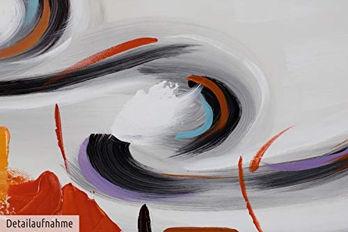 KunstLoft® Acryl Gemälde Warm Elegance 150x50cm | original handgemalte Leinwand Bilder XXL | Abstrakt Rot Weiß Orange XXL | Wandbild Acrylbild Moderne Kunst einteilig mit Rahmen