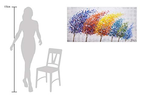 KunstLoft® Acryl Gemälde Wind of Change 140x70cm | original handgemalte Leinwand Bilder XXL | Bäume Wald abstrakt Bunt Lila | Wandbild Acrylbild moderne Kunst einteilig mit Rahmen