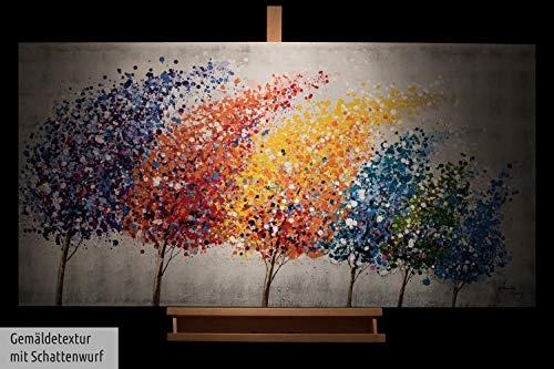 KunstLoft® Acryl Gemälde Wind of Change 140x70cm | original handgemalte Leinwand Bilder XXL | Bäume Wald abstrakt Bunt Lila | Wandbild Acrylbild moderne Kunst einteilig mit Rahmen