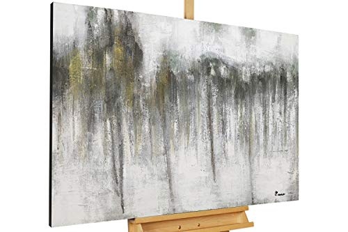 KunstLoft® Acryl Gemälde Rainy Day 120x80cm | original handgemalte Leinwand Bilder XXL | Abstrakt Grau Beige | Wandbild Acrylbild Moderne Kunst einteilig mit Rahmen