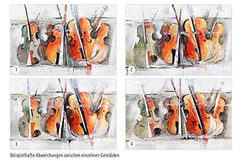 KunstLoft® Acryl Gemälde Quartett der Geigen 120x80cm | original handgemalte Leinwand Bilder XXL | Musik Abstrakt Geige Violine Bunt | Wandbild Acrylbild moderne Kunst einteilig mit Rahmen