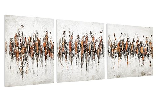 KunstLoft Acryl Gemälde 'Tonality of Brown' 150x50cm | Original handgemalte Leinwand Bilder XXL | Abstrakt dreiteilig Braun Grau | Wandbild Acrylbild Moderne Kunst mehrteilig mit Rahmen