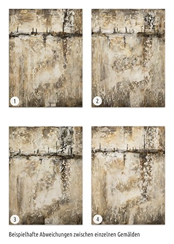 KunstLoft Acryl Gemälde Inside Out 60x80cm | Original handgemalte Leinwand Bilder XXL | Abstrakt Beige Braun Metalloptik | Wandbild Acrylbild Moderne Kunst Einteilig mit Rahmen
