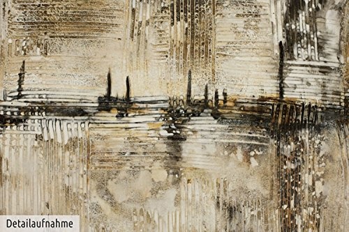 KunstLoft Acryl Gemälde Inside Out 60x80cm | Original handgemalte Leinwand Bilder XXL | Abstrakt Beige Braun Metalloptik | Wandbild Acrylbild Moderne Kunst Einteilig mit Rahmen