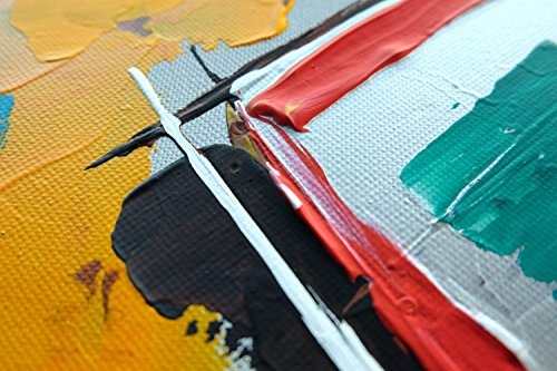 KunstLoft® Acryl Gemälde Aboutement mondain 140x70cm | original handgemalte Leinwand Bilder XXL | Abstrakt Grau Bunt Geometrisch | Wandbild Acrylbild moderne Kunst einteilig mit Rahmen