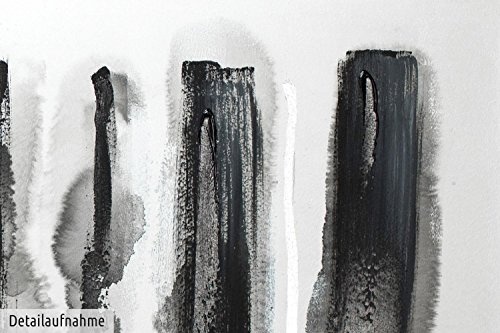 KunstLoft Acryl Gemälde Fährten im Schnee 150x50cm | Original handgemalte Leinwand Bilder XXL | Abstrakt Weiß Schwarz | Wandbild Acrylbild Moderne Kunst Einteilig mit Rahmen