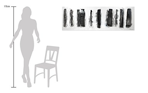 KunstLoft Acryl Gemälde Fährten im Schnee 150x50cm | Original handgemalte Leinwand Bilder XXL | Abstrakt Weiß Schwarz | Wandbild Acrylbild Moderne Kunst Einteilig mit Rahmen