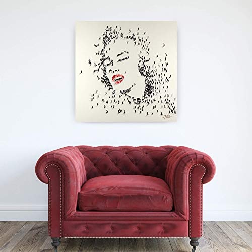 KunstLoft® Gemälde Marilyn Monroe in 80x80cm | XXL Leinwandbild handgemalt | Abstrakte Marilyn Monroe People | signiertes Wandbild-Unikat | Acrylgemälde auf Leinwand | Modernes Kunstbild | Sehr großes Acrylbild auf Keilrahmen
