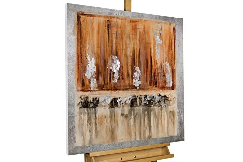 KunstLoft Acryl Gemälde Otoño 80x80cm | Original handgemalte Leinwand Bilder XXL | Abstrakt Braun Beige | Wandbild Acrylbild Moderne Kunst Einteilig mit Rahmen