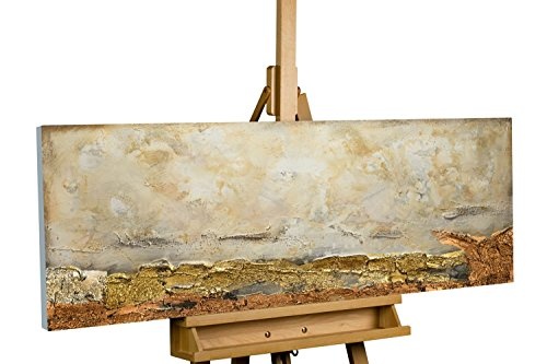 KunstLoft Acryl Gemälde 'Tage in Toulouse' 120x40cm | Original handgemalte Leinwand Bilder XXL | Abstrakt Braun Beige | Wandbild Acrylbild Moderne Kunst Einteilig mit Rahmen