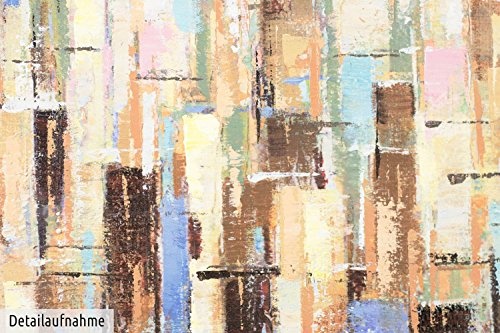 KunstLoft® Acryl Gemälde Multicolored Mess 100x70cm | original handgemalte Leinwand Bilder XXL | Skyline Stadt Bunt Häuser | Wandbild Acrylbild moderne Kunst einteilig mit Rahmen