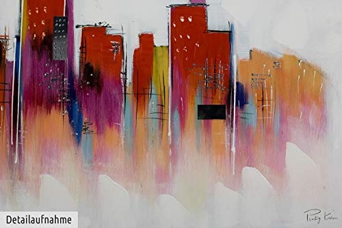 KunstLoft® Acryl Gemälde Zukunftsmusik 120x60cm | original handgemalte Leinwand Bilder XXL | Skyline Stadt Abstrakt Bunt | Wandbild Acrylbild moderne Kunst einteilig mit Rahmen