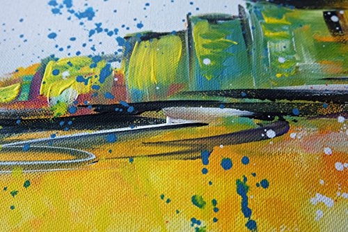 KunstLoft® Acryl Gemälde Ciudad del Mar 140x70cm | original handgemalte Leinwand Bilder XXL | Stadt Skyline Barcelona Bunt | Wandbild Acrylbild moderne Kunst einteilig mit Rahmen