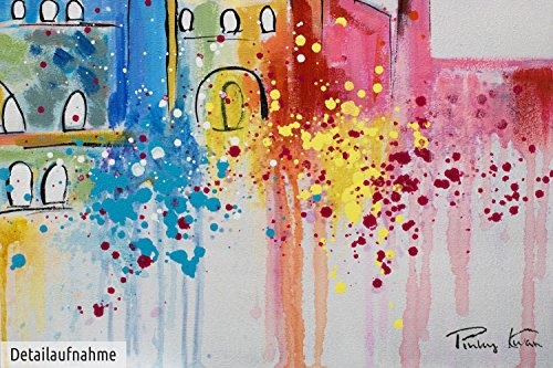 KunstLoft® Acryl Gemälde Palace of Fortune 80x80cm | original handgemalte Leinwand Bilder XXL | Bunt Abstrakt Stadt | Wandbild Acrylbild moderne Kunst einteilig mit Rahmen