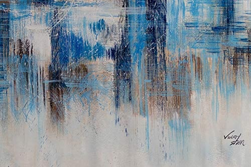 KunstLoft® XXL Gemälde Fremde Stadt 180x120cm | original handgemalte Bilder | Formen Abstrakt Blau Grau | Leinwand-Bild Ölgemälde einteilig groß | Modernes Kunst Ölbild