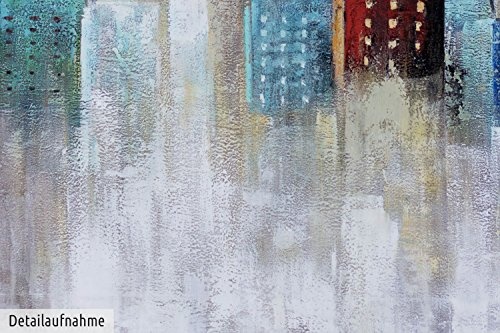KunstLoft XXL Gemälde Wüstenstadt 180x120cm | Original handgemalte Bilder | Abstrakt Stadt Wohnhaus Grau | Leinwand-Bild Ölgemälde Einteilig groß | Modernes Kunst Ölbild