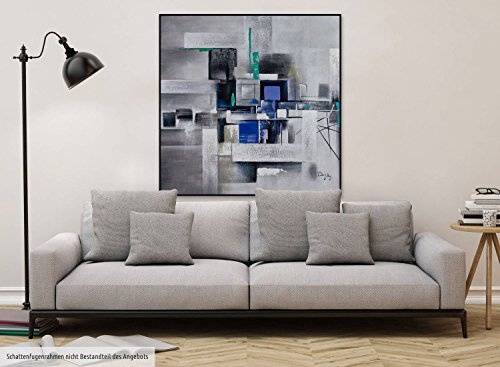 KunstLoft XXL Gemälde Stadt aus Glas 150x150cm | Original handgemalte Bilder | Abstrakt Grau Lila Rechtecke | Leinwand-Bild Ölfarbegemälde Einteilig groß | Modernes Kunst Ölfarbebild