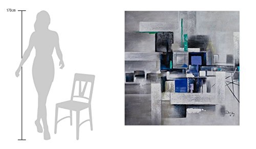 KunstLoft XXL Gemälde Stadt aus Glas 150x150cm | Original handgemalte Bilder | Abstrakt Grau Lila Rechtecke | Leinwand-Bild Ölfarbegemälde Einteilig groß | Modernes Kunst Ölfarbebild