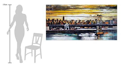 KunstLoft® XXL Gemälde Betörende Kulissen 200x100cm | original handgemalte Bilder | Stadt Skyline Braun Brücke | Leinwand-Bild Ölgemälde einteilig groß | Modernes Kunst Ölbild