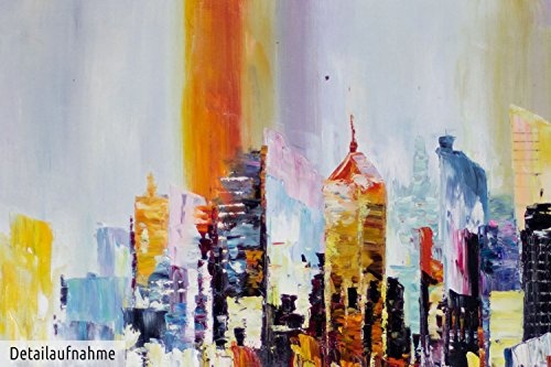 KunstLoft® XXL Gemälde Coexistence 180x120cm | original handgemalte Bilder | Skyline Stadt Deko Bunt | Leinwand-Bild gemälde einteilig groß | Modernes Kunst bild