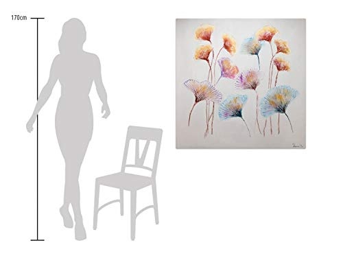 KunstLoft® Acryl Gemälde Ginko Harmony 100x100cm | original handgemalte Leinwand Bilder XXL | Modern Blumen Bunt Grau | Wandbild Acrylbild Moderne Kunst einteilig mit Rahmen