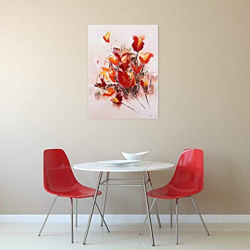 KunstLoft® Acryl Gemälde Temper is a Weapon 60x80cm | original handgemalte Leinwand Bilder XXL | rot Blume Frühling Deko | Wandbild Acrylbild moderne Kunst einteilig mit Rahmen
