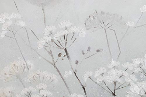 KunstLoft® Acryl Gemälde Nebelblüten 80x80cm | original handgemalte Leinwand Bilder XXL | Blumen Wiese Grau Weiß | Wandbild Acrylbild Moderne Kunst einteilig mit Rahmen