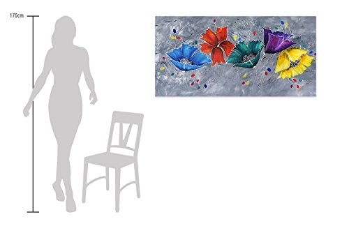 KunstLoft® Acryl Gemälde Couleur im Graphit 140x70cm | original handgemalte Leinwand Bilder XXL | Blumen Blüten Grau Bunt | Wandbild Acrylbild moderne Kunst einteilig mit Rahmen