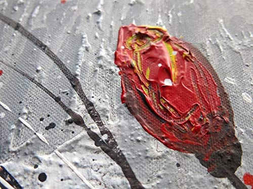 KunstLoft® Acryl Gemälde Floral Garden 120x60cm | original handgemalte Leinwand Bilder XXL | Abstrakt Rot Grau Blume Flower | Wandbild Acrylbild moderne Kunst einteilig mit Rahmen