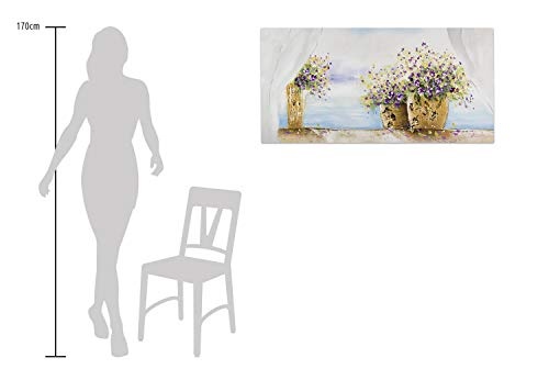 KunstLoft® Acryl Gemälde Sunny Bright Morning 120x60cm | original handgemalte Leinwand Bilder XXL | Blumen Fenster Gelb auf Weiß | Wandbild Acrylbild Moderne Kunst einteilig mit Rahmen