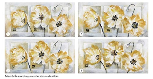 KunstLoft Acryl Gemälde Blumenkinder 120x60cm | original handgemalte Leinwand Bilder XXL | Blumen Blüten Gelb Grün Weiß | Wandbild Acrylbild moderne Kunst einteilig mit Rahmen