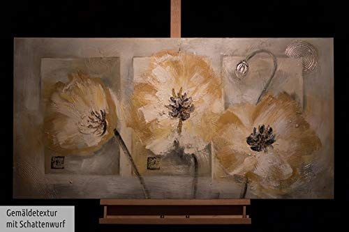 KunstLoft Acryl Gemälde Blumenkinder 120x60cm | original handgemalte Leinwand Bilder XXL | Blumen Blüten Gelb Grün Weiß | Wandbild Acrylbild moderne Kunst einteilig mit Rahmen