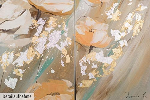 KunstLoft Acryl Gemälde Warming Summer 90x90cm | original handgemalte Leinwand Bilder XXL | Blüten dreiteilig Blumen Rosen | Wandbild Acrylbild moderne Kunst mehrteilig mit Rahmen