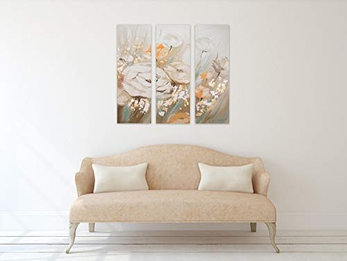 KunstLoft Acryl Gemälde Warming Summer 90x90cm | original handgemalte Leinwand Bilder XXL | Blüten dreiteilig Blumen Rosen | Wandbild Acrylbild moderne Kunst mehrteilig mit Rahmen