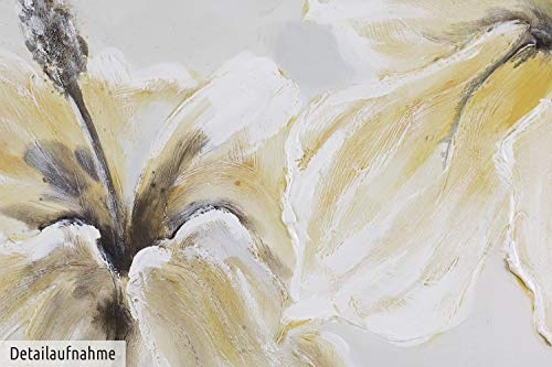 KunstLoft® Acryl Gemälde Blumiges Trio 180x60cm | original handgemalte Leinwand Bilder XXL | Blüten Blumen Gelb Weiß Deko | Wandbild Acrylbild moderne Kunst mehrteilig mit Rahmen