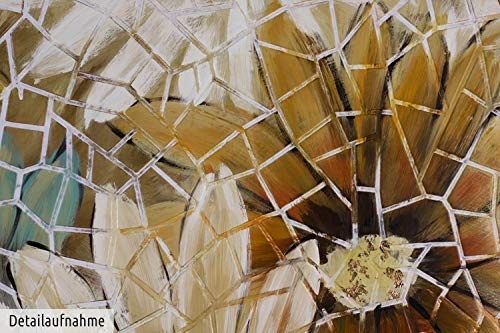 KunstLoft Acryl Gemälde Mosaik der Erinnerung 80x60cm | original handgemaltes Leinwand Bild XXL | Sonnenblumen Blumen Blüten Mosaik in Beige | Wandbild Acrylbild moderne Kunst einteilig mit Rahmen