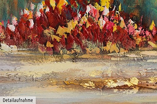 KunstLoft® Acryl Gemälde Girdle of Flowers 120x60cm | original handgemalte Leinwand Bilder XXL | Abstrakt Blumen Bunt Grün Rot | Wandbild Acrylbild moderne Kunst einteilig mit Rahmen
