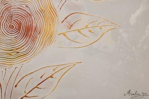 KunstLoft® Acryl Gemälde Blooming Beauty 120x80cm | original handgemalte Leinwand Bilder XXL | Abstrakt Blumen Orange Beige | Wandbild Acrylbild Moderne Kunst einteilig mit Rahmen