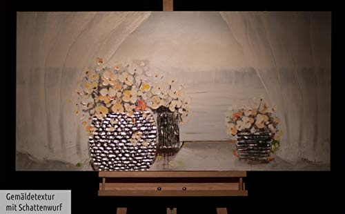 KunstLoft® Gemälde Das Erwachen des Frühlings in 120x60cm | XXL Leinwandbild handgemalt | Blumenstrauss mit gelben Blüten auf Weiß | signiertes Wandbild-Unikat | Acrylgemälde auf Leinwand | Modernes Kunstbild | Sehr großes Acrylbild auf Keilrahmen