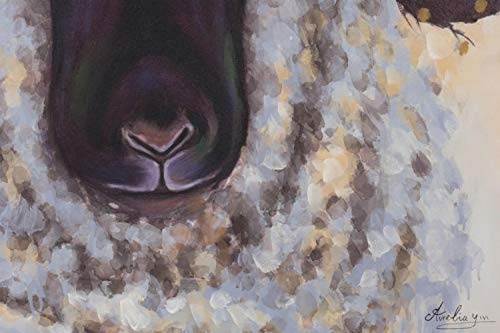 KunstLoft® Acryl Gemälde Content Ewe 80x80cm | original handgemalte Leinwand Bilder XXL | Modern Schaf Blume Pastell | Wandbild Acrylbild Moderne Kunst einteilig mit Rahmen