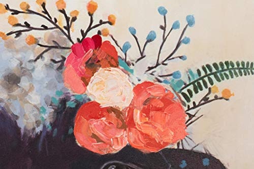 KunstLoft® Acryl Gemälde Content Ewe 80x80cm | original handgemalte Leinwand Bilder XXL | Modern Schaf Blume Pastell | Wandbild Acrylbild Moderne Kunst einteilig mit Rahmen