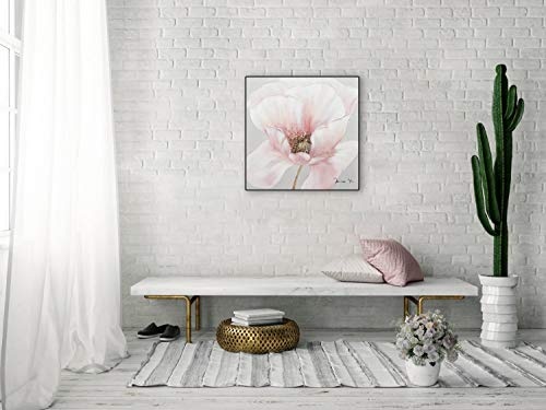 KunstLoft® Acryl Gemälde Flower of Faith 60x60cm | original handgemalte Leinwand Bilder XXL | Blume Blüte Grau Rosa | Wandbild Acrylbild Moderne Kunst einteilig mit Rahmen