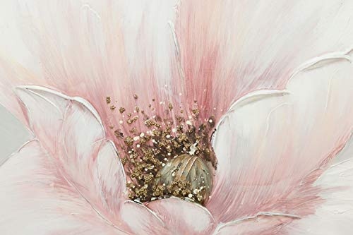 KunstLoft® Acryl Gemälde Flower of Faith 60x60cm | original handgemalte Leinwand Bilder XXL | Blume Blüte Grau Rosa | Wandbild Acrylbild Moderne Kunst einteilig mit Rahmen